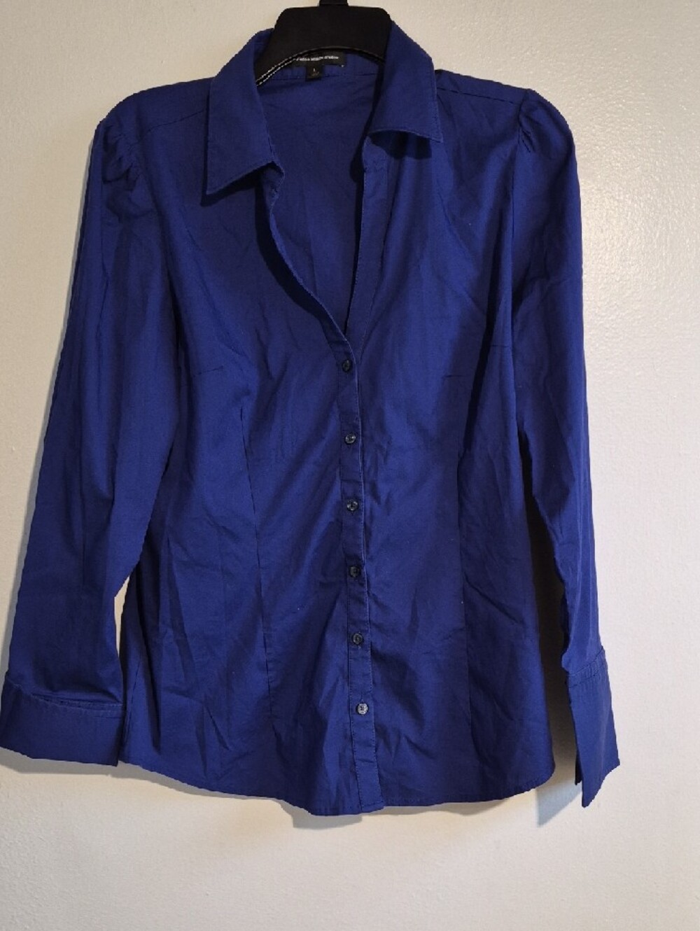 Express Design Studio Deep Blue Button-Up Top Size L - Picture 2 of 8